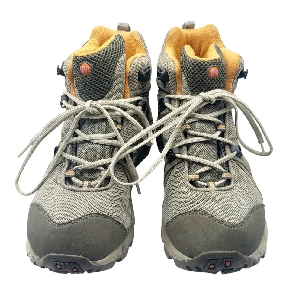 Merrell Reactor Ventilator Mid Kids Youth 6.5 US Gray Beige Lace Up Boots 80157